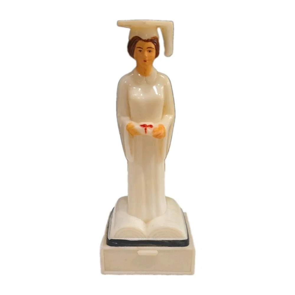 Vintage Graduation Cake Topper Lady Graduate 1950s Plastic
